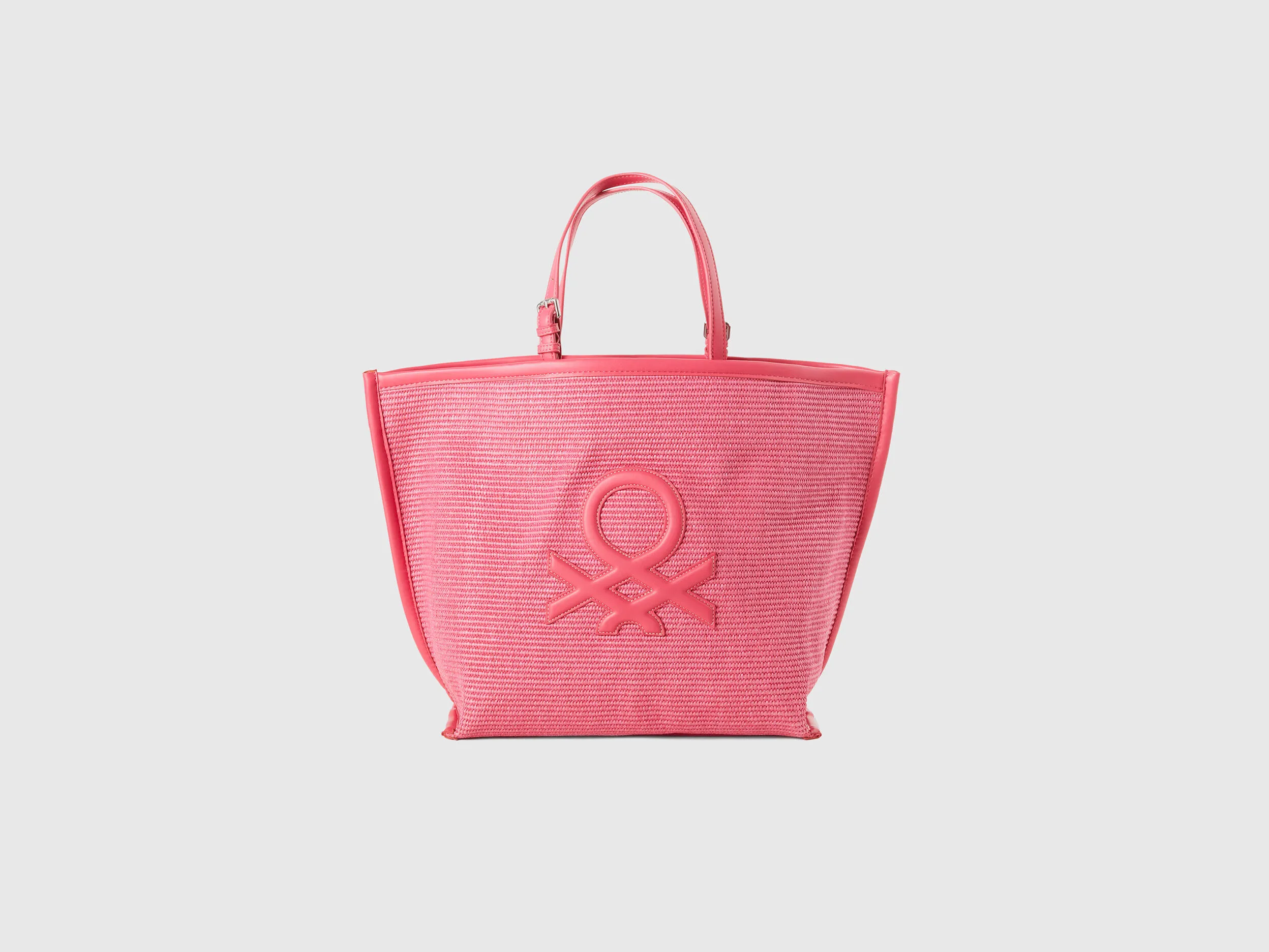 Tote bag fucsia con efecto rafia