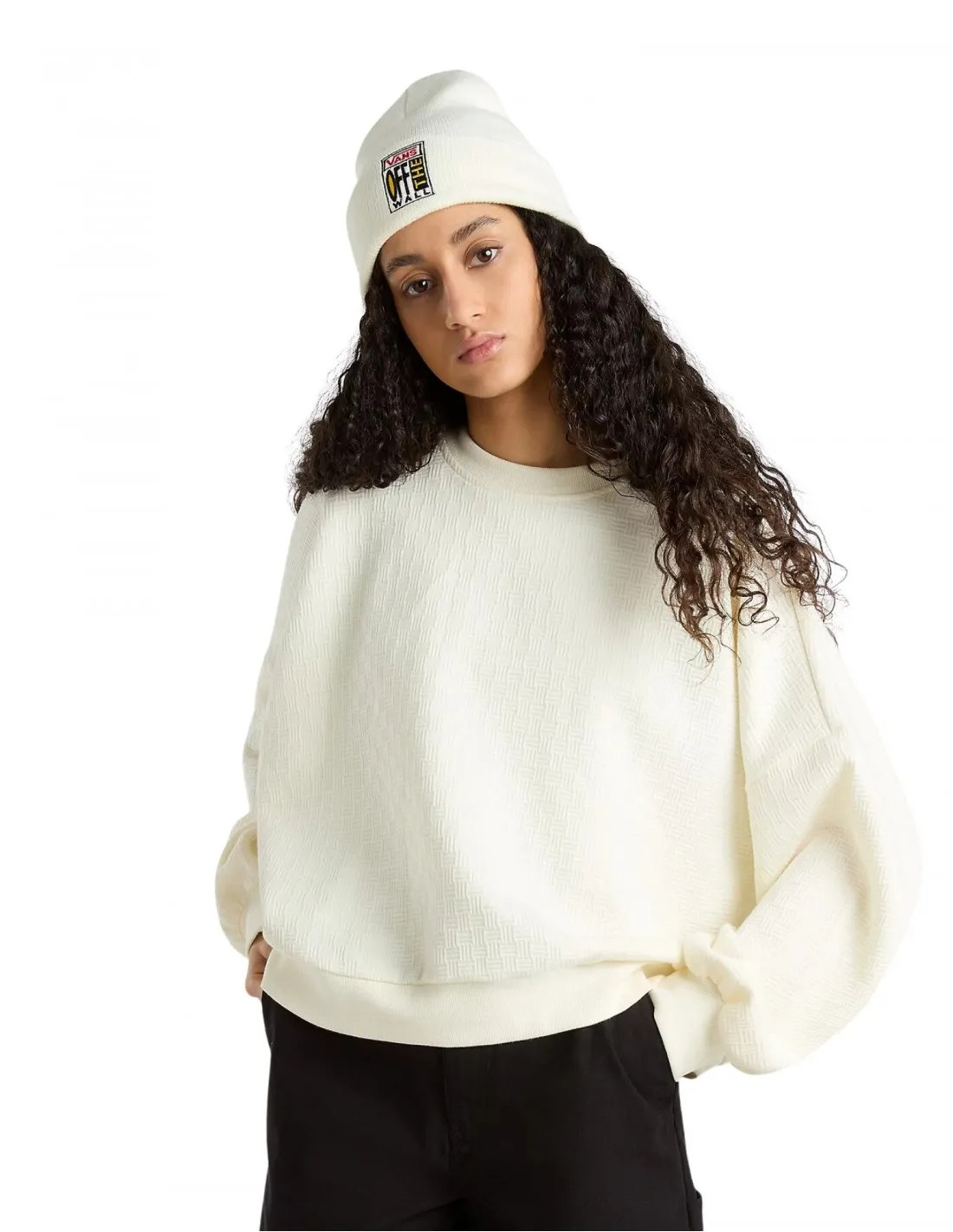 VANS SABINE LOOSE CREW  MARSHMALLOW  SUDADERA DE CUELLO REDONDO PARA MUJER