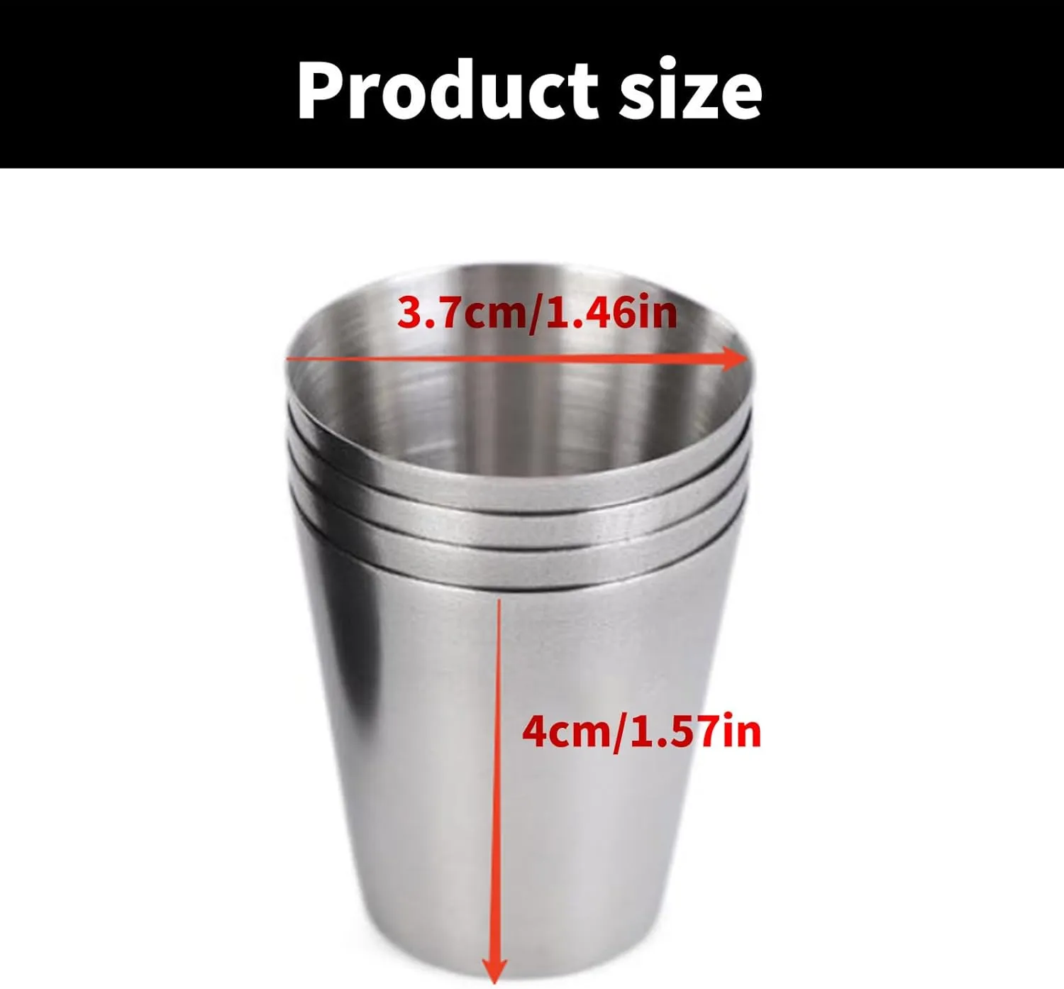Vdaxvme Paquete de 4 vasos de chupito de acero inoxidable apilables para acampar y actividades al aire libre con piel sintética