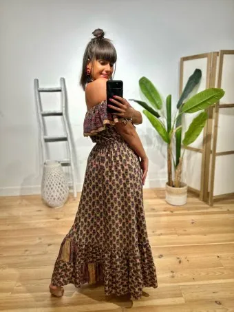 Vestido Bardot Estampado RHOUTTE Rosa