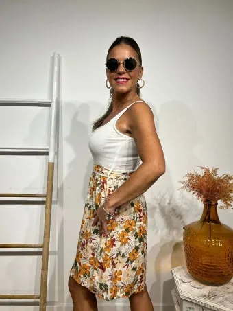 Vestido Combinado MALIKASTHI Beige