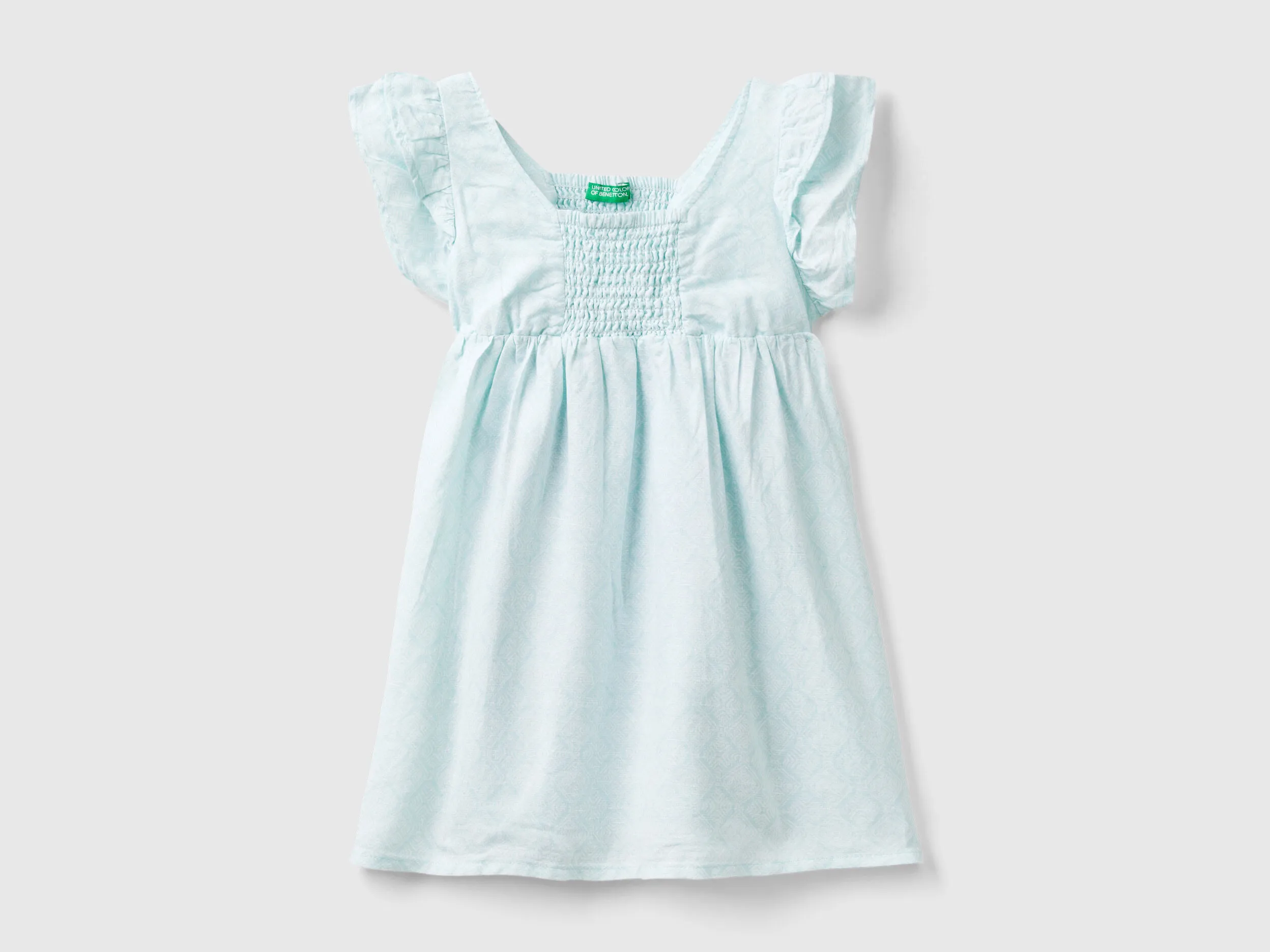 Vestido de lino mixto estampado