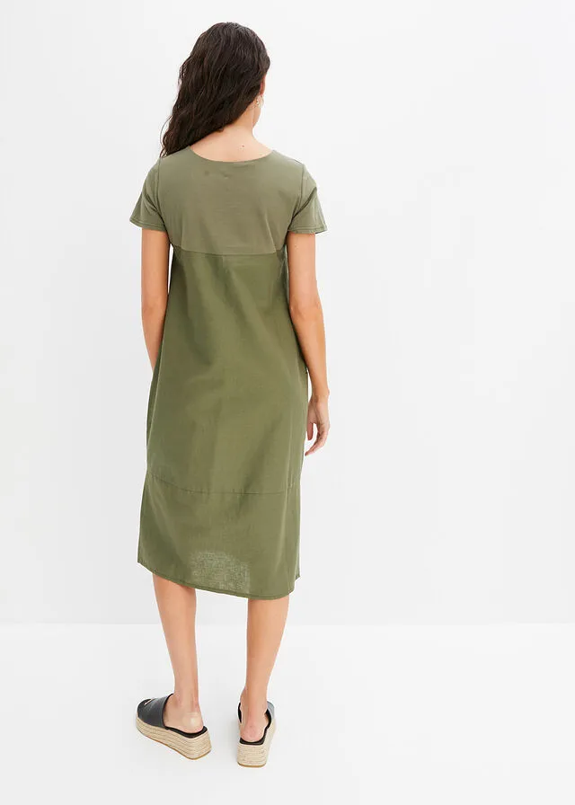 Vestido de lino Verde oliva