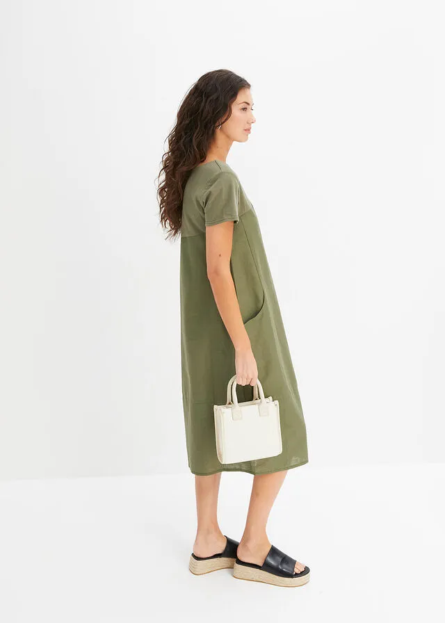 Vestido de lino Verde oliva