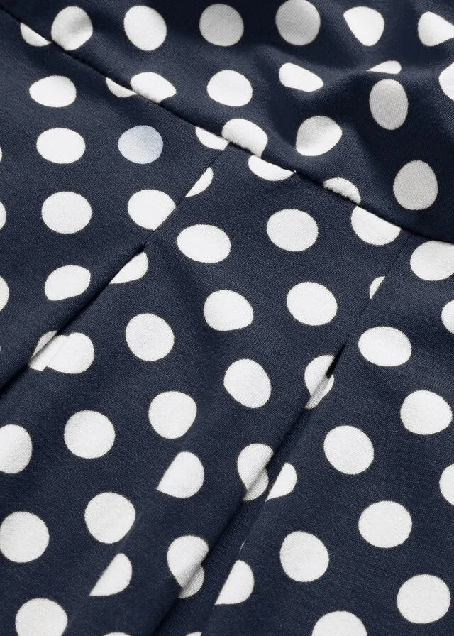 VESTIDO DE PUNTO AZUL OSCUROBLANCO LANA DE LUNARES