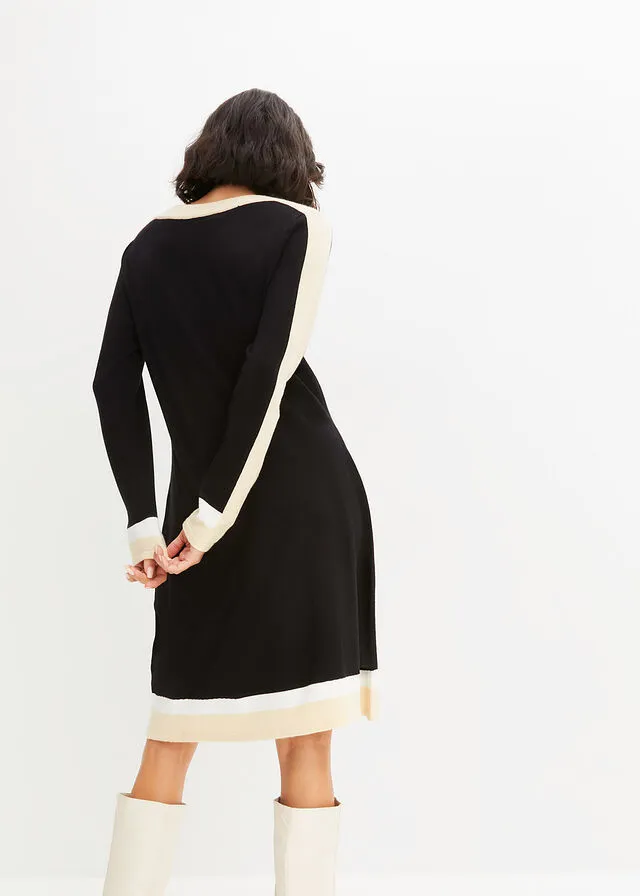 VESTIDO DE PUNTO NEGROBLANCO LANABEIGE