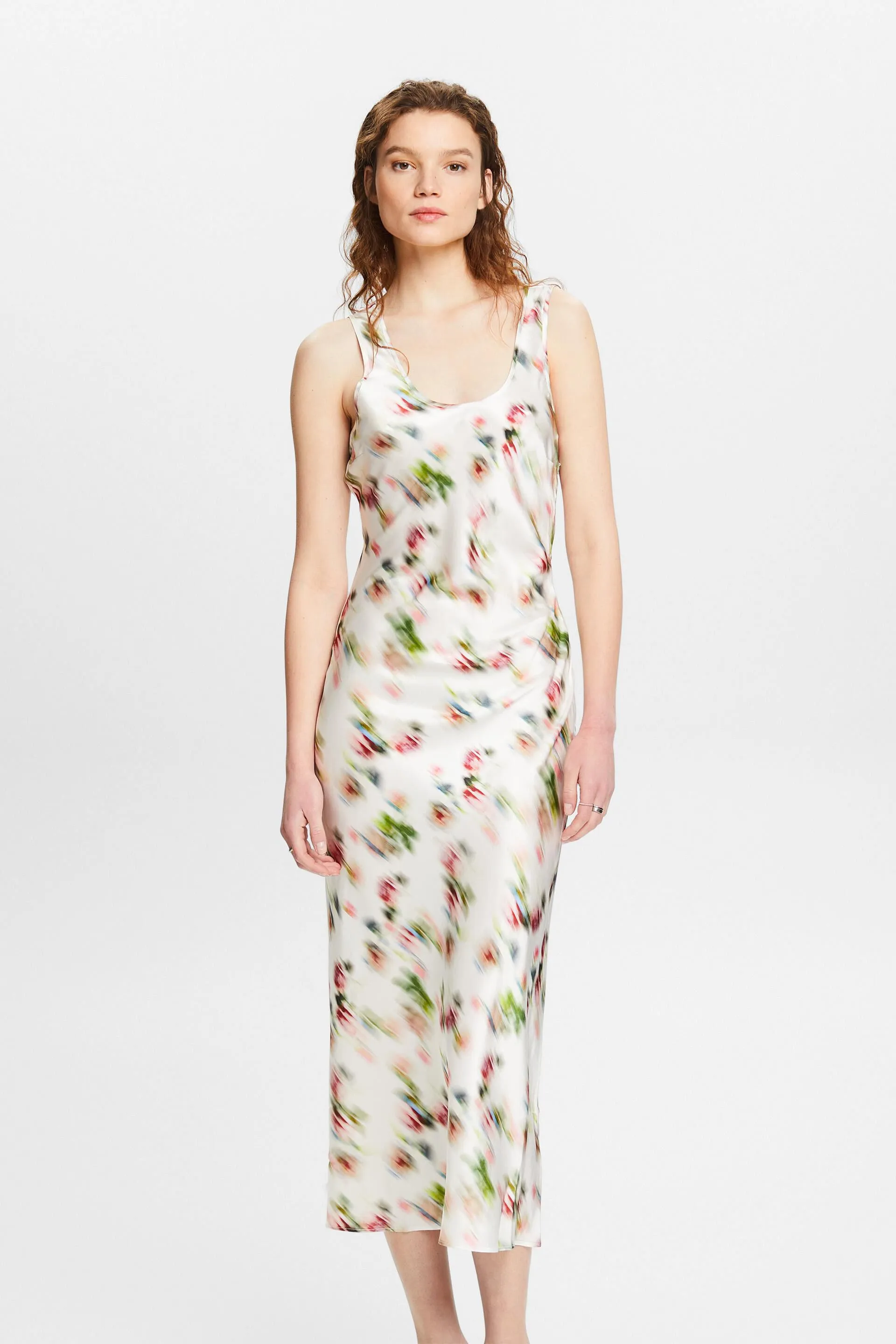 Vestido de seda estampado con espalda descubierta