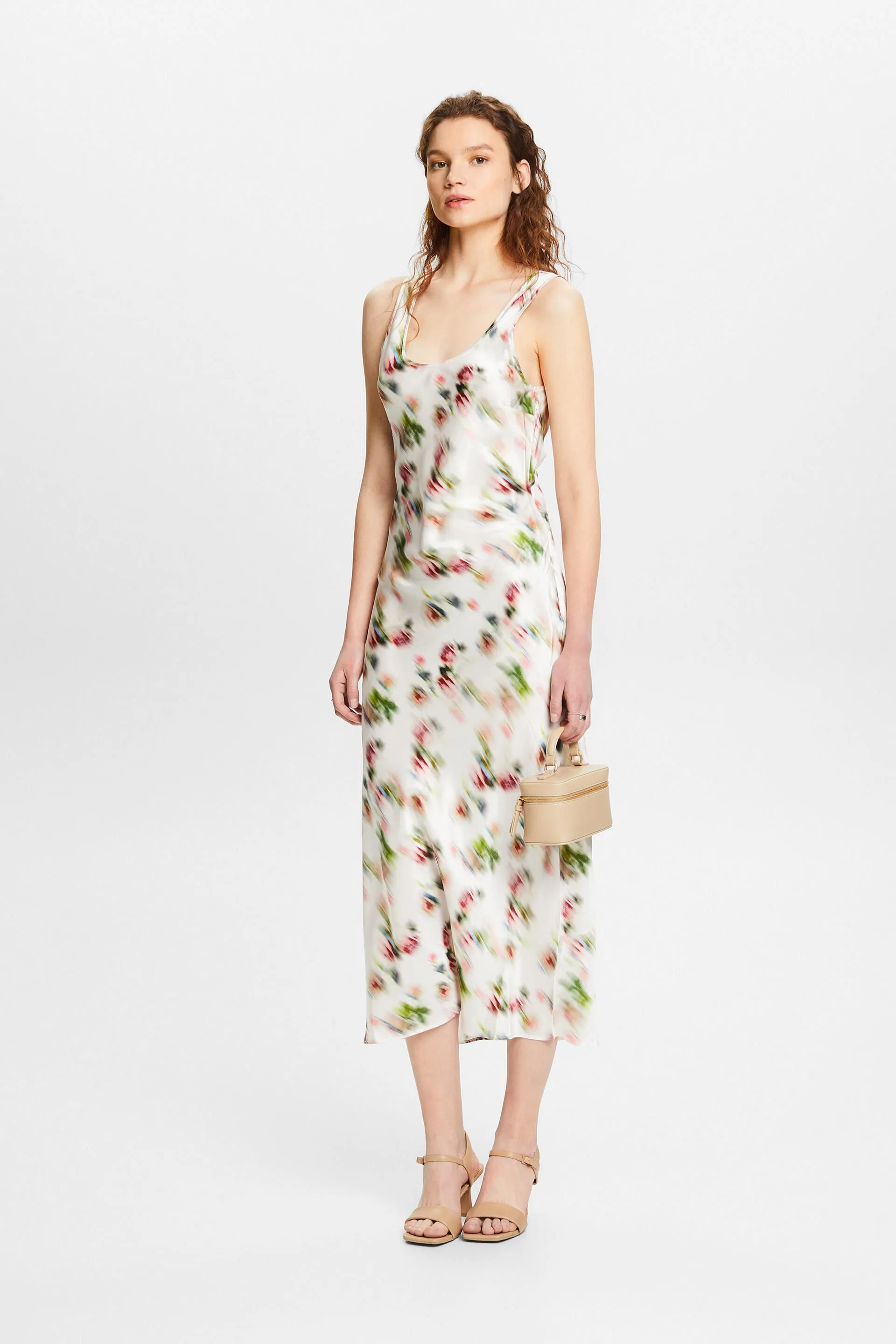 Vestido de seda estampado con espalda descubierta