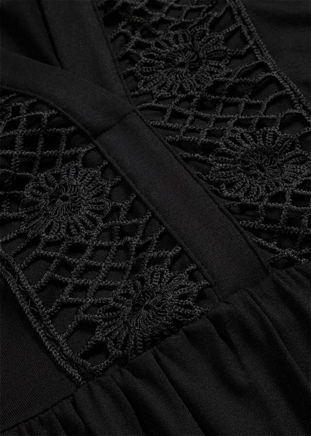 Vestido de túnica con encaje Negro