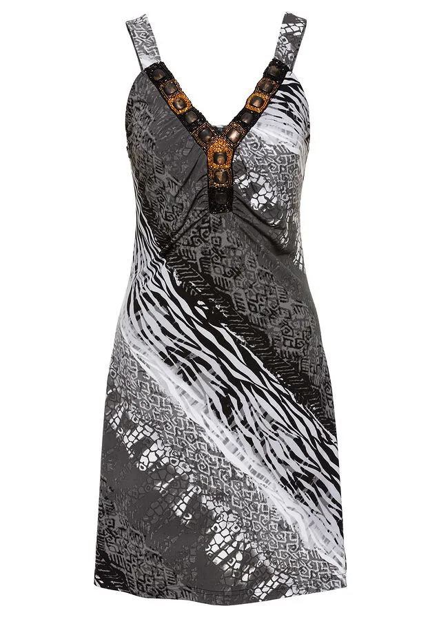VESTIDO DE VERANO NEGROBLANCO ESTAMPADO
