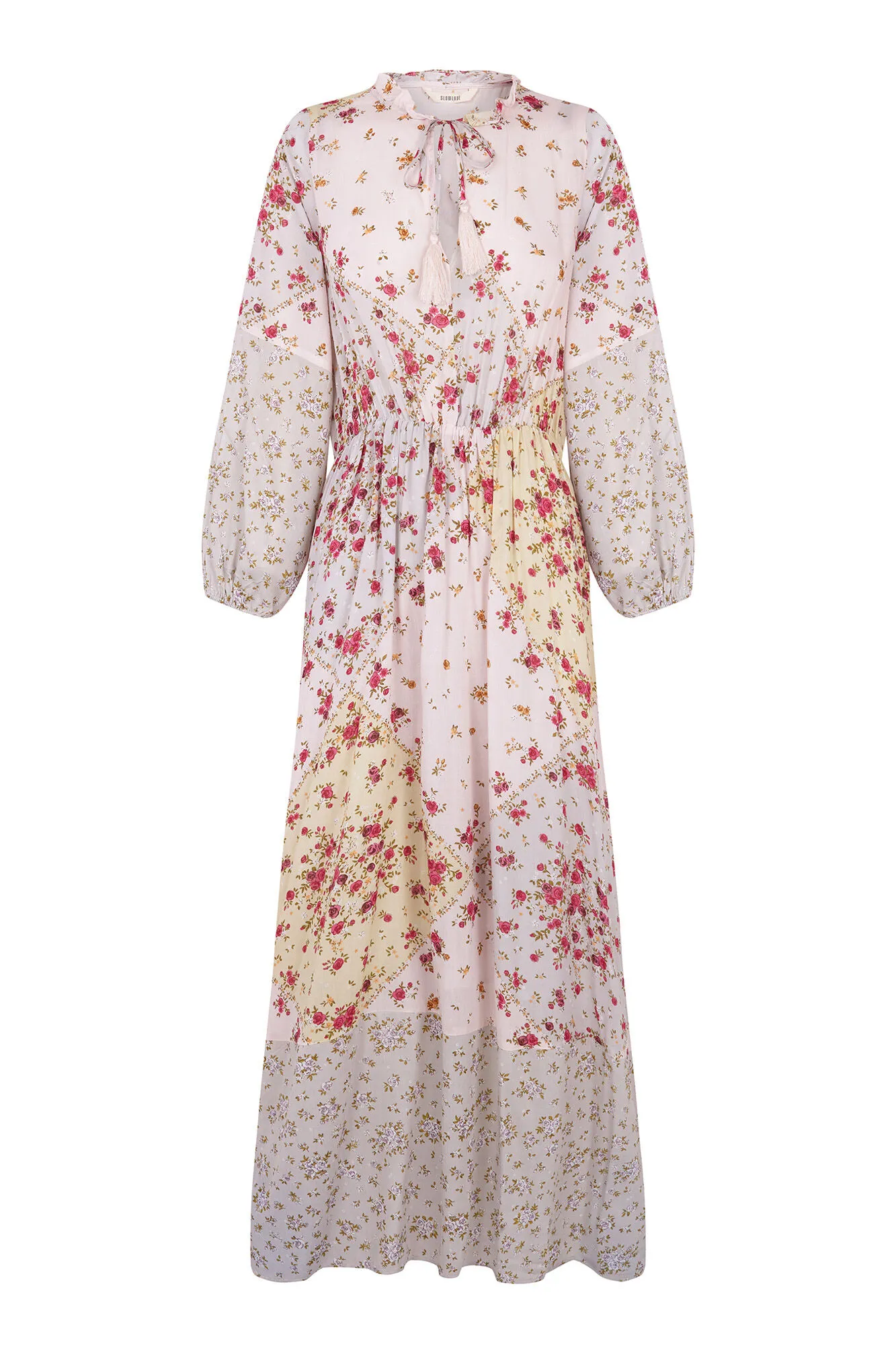 Vestido estampado patchwork floral
