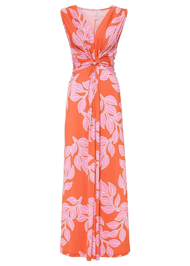 VESTIDO LARGO DE VERANO NARANJAROSA DE FLORES