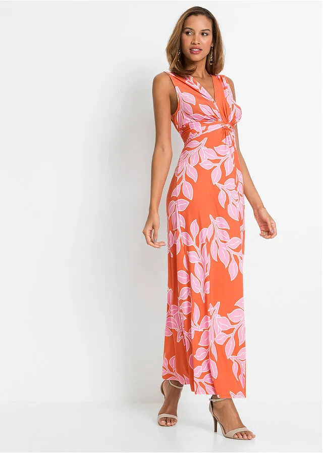 VESTIDO LARGO DE VERANO NARANJAROSA DE FLORES