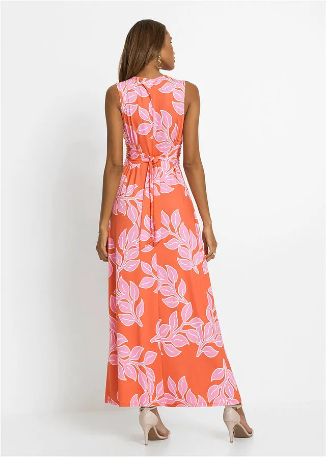 VESTIDO LARGO DE VERANO NARANJAROSA DE FLORES