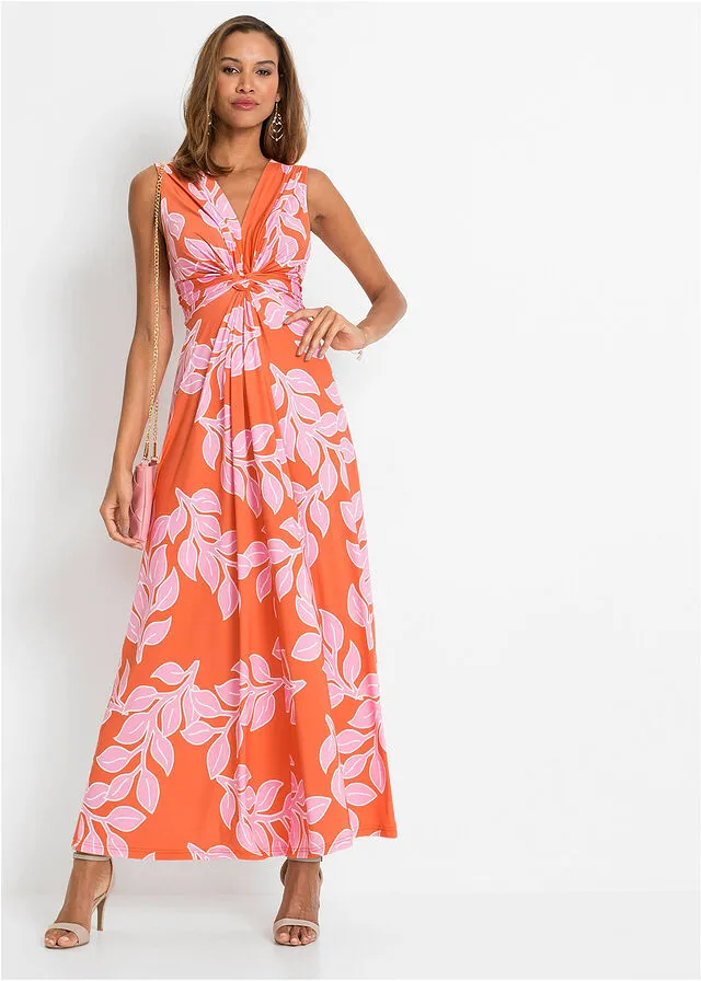 VESTIDO LARGO DE VERANO NARANJAROSA DE FLORES