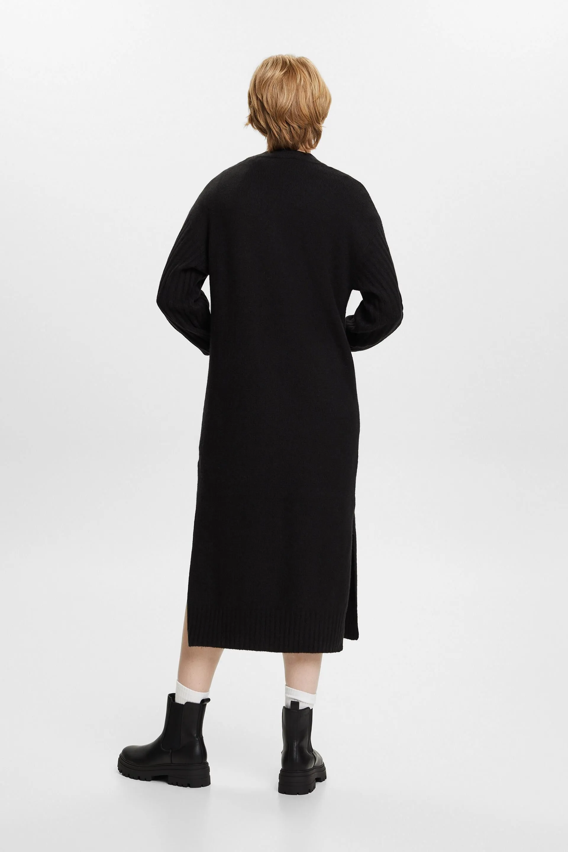 Vestido midi de punto con mezcla de lana