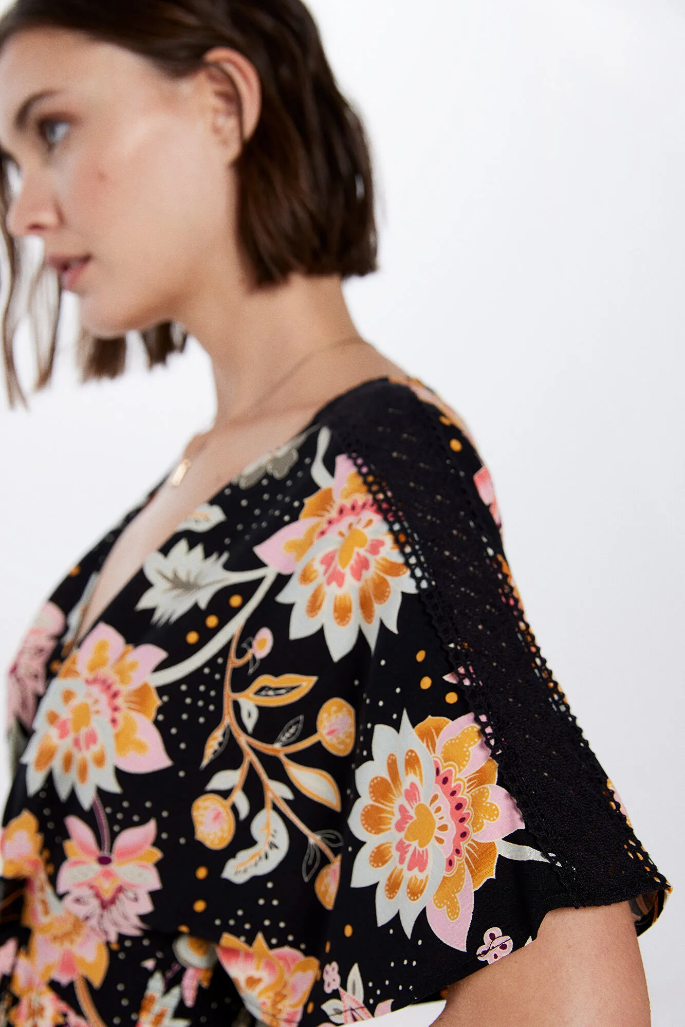 Vestido Midi Escote Frunces
