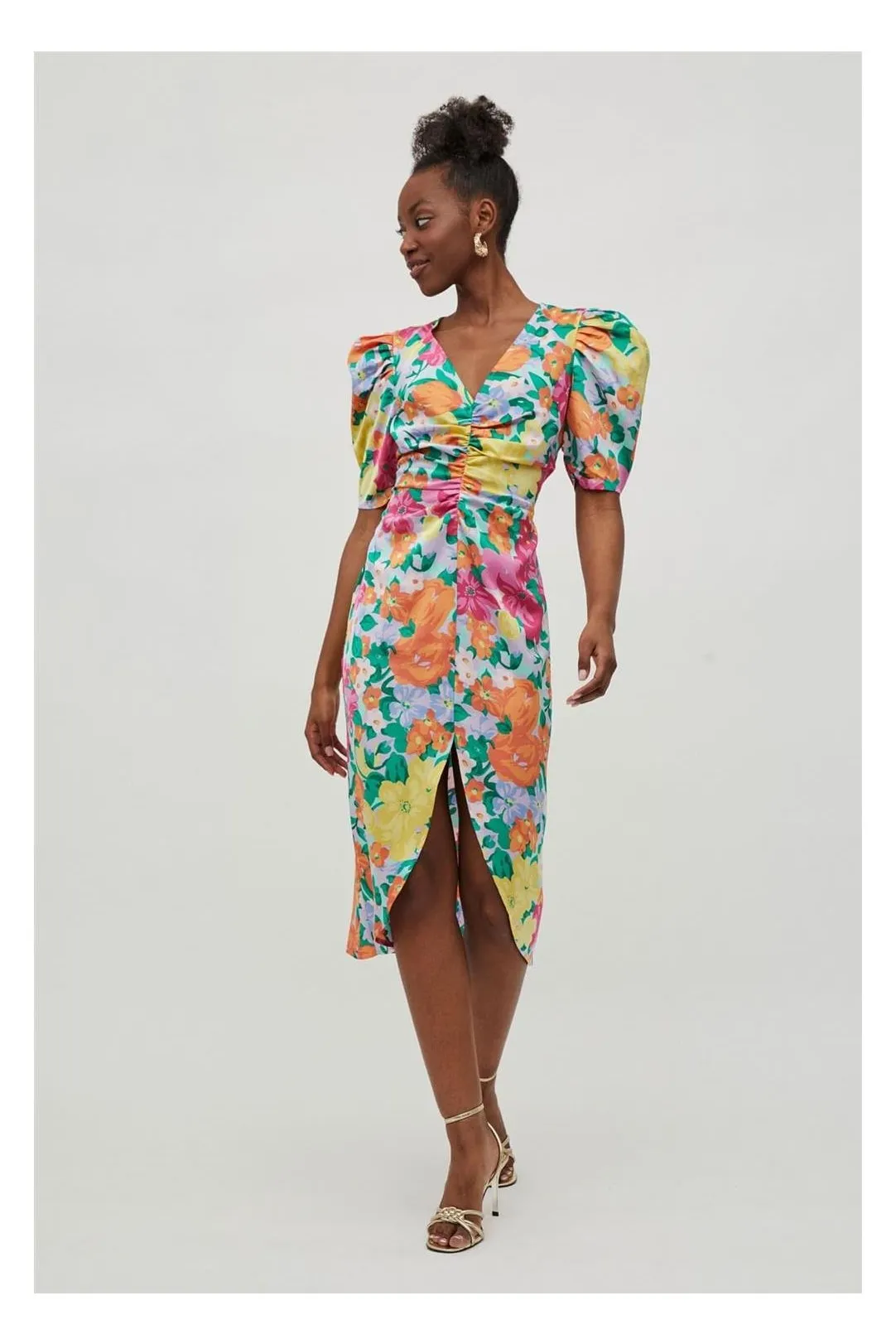 Vestido midi Vijohanna rosa