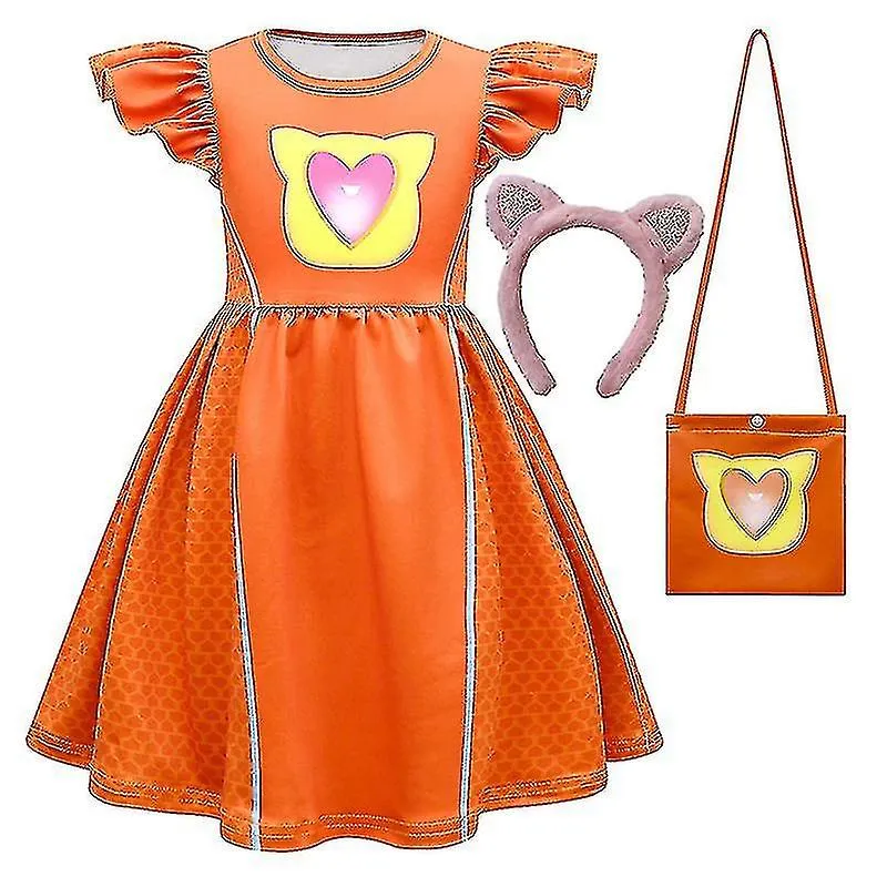 Vestidos para niños cosplay super gatitos vestidos para supergatitosdisfraz niñas mangas voladoras vestido de línea A con bolso 