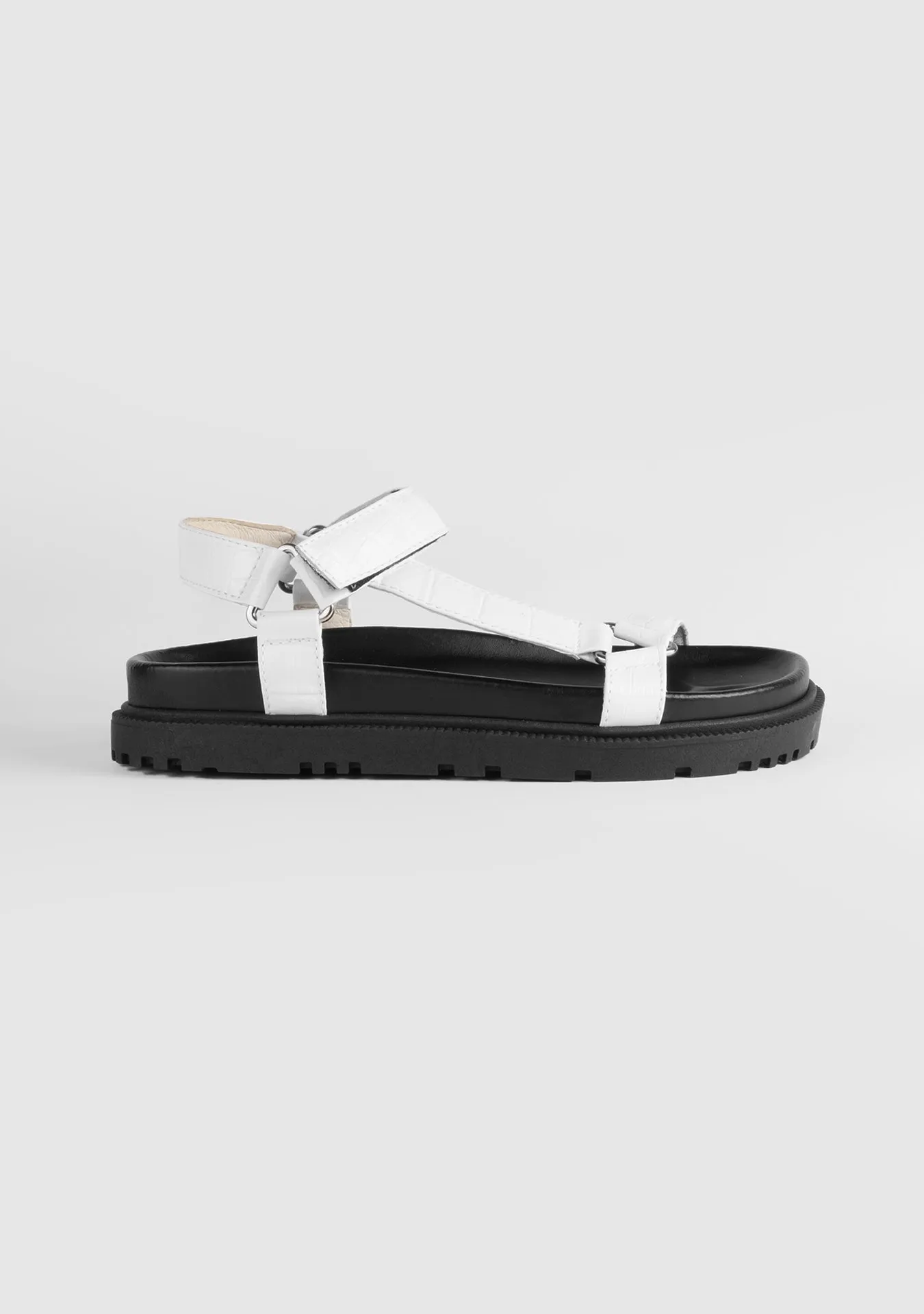 Vinci Shoes Morgan Croc Embossed White Sandals