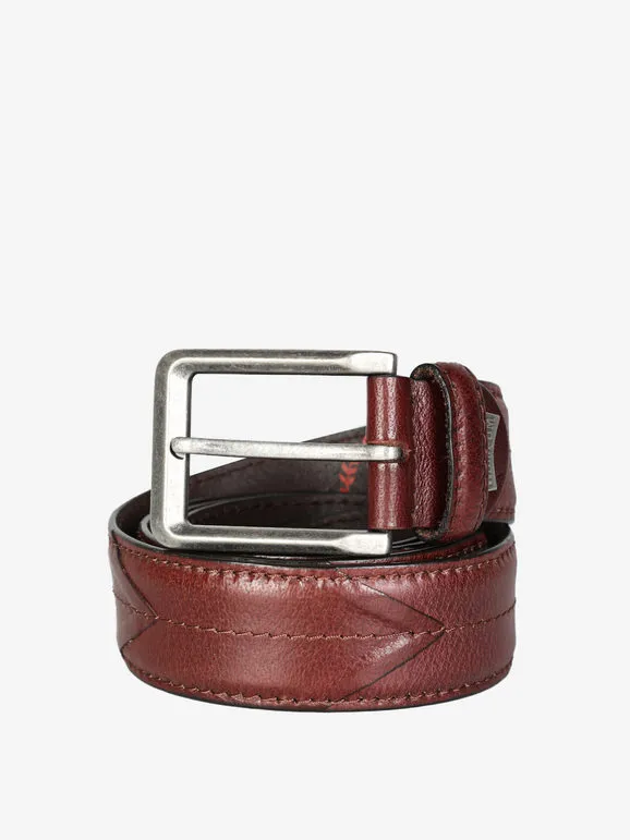 Wampum Cinturón de piel ajustable para hombre.