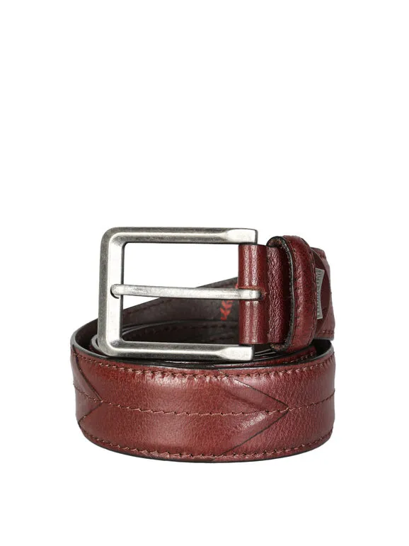 Wampum Cinturón de piel ajustable para hombre.