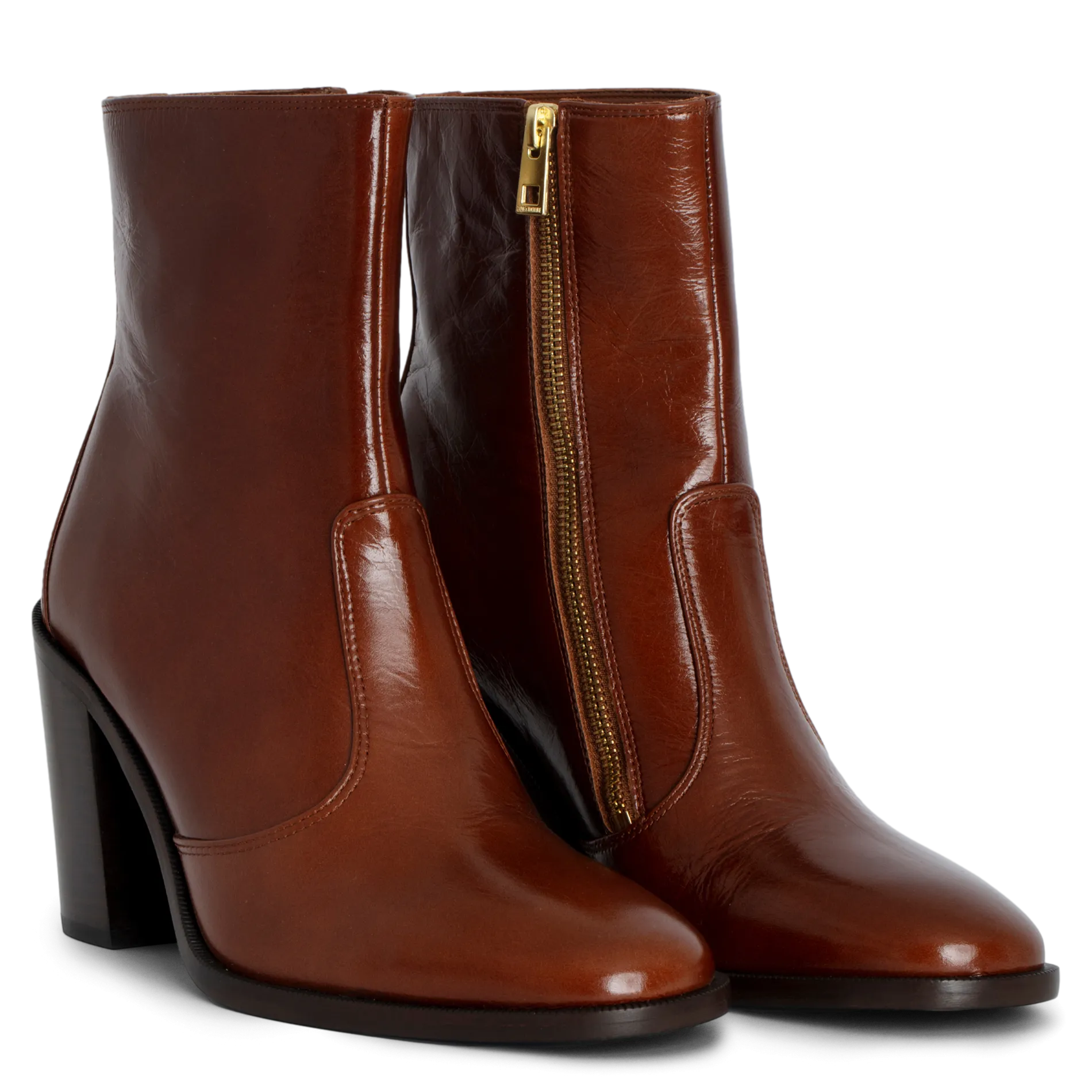 ZADIG&VOLTAIRE PREISER  BOTINES DE CUERO CHAROL EN MARRON