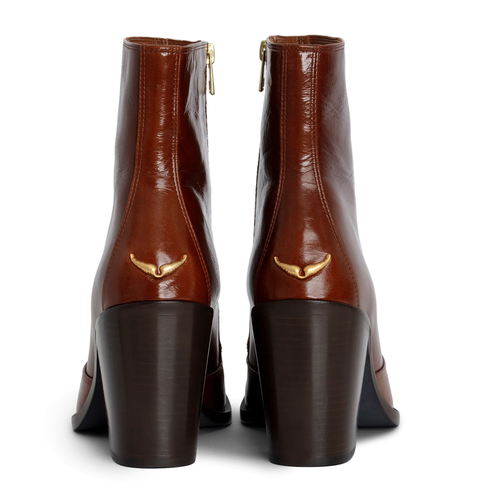 ZADIG&VOLTAIRE PREISER  BOTINES DE CUERO CHAROL EN MARRON