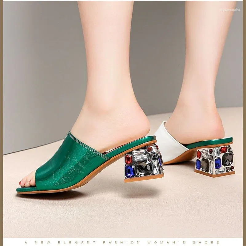Zapatillas 5.5 cm para mujeres Sandalias de verano de la cabeza cuadrada al aire libre