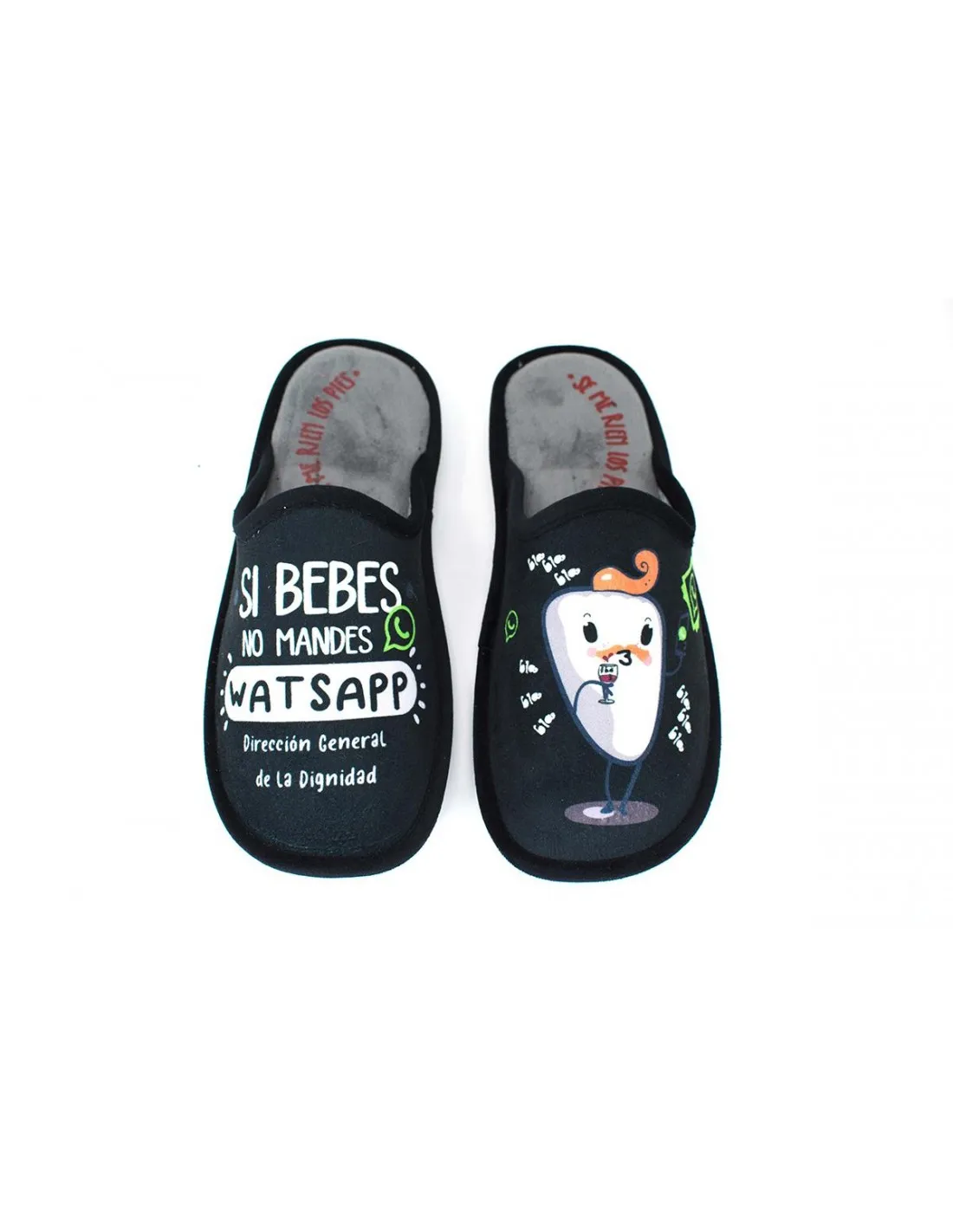 ZAPATILLAS DE CASA HOMBRE FRASES LARO POL68 NEGRO