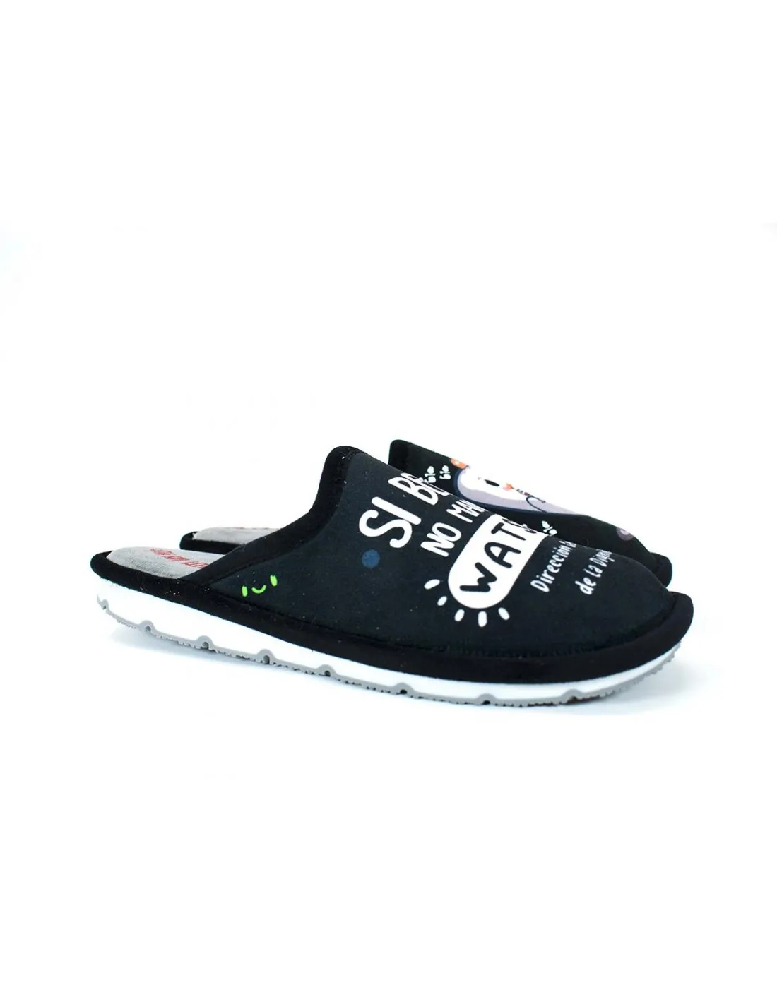ZAPATILLAS DE CASA HOMBRE FRASES LARO POL68 NEGRO