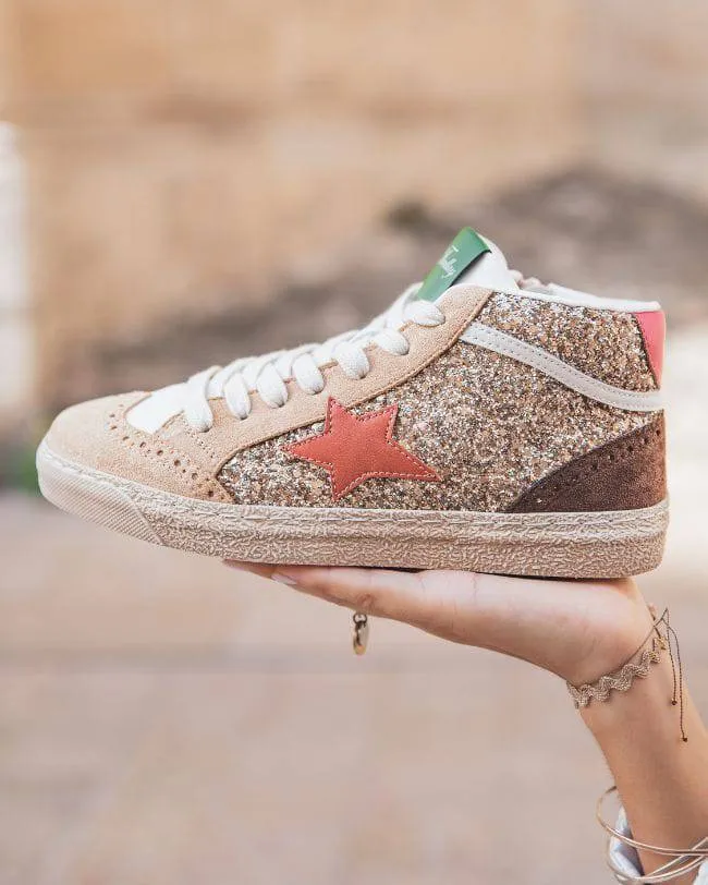 ZAPATILLAS DE MUJER ALTAS CON ESTRELLA DORADA  ABBIE