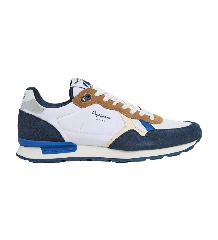 Zapatillas de Piel Brit Mix marino