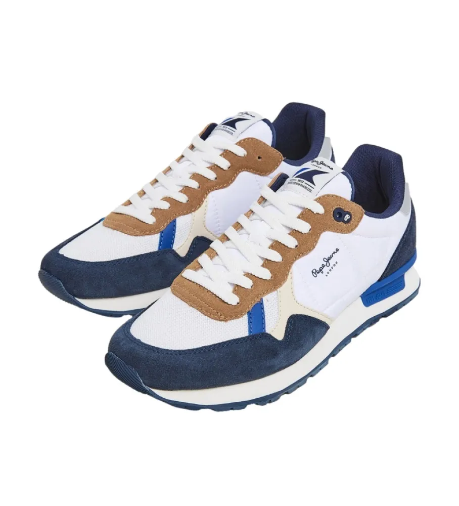 Zapatillas de Piel Brit Mix marino