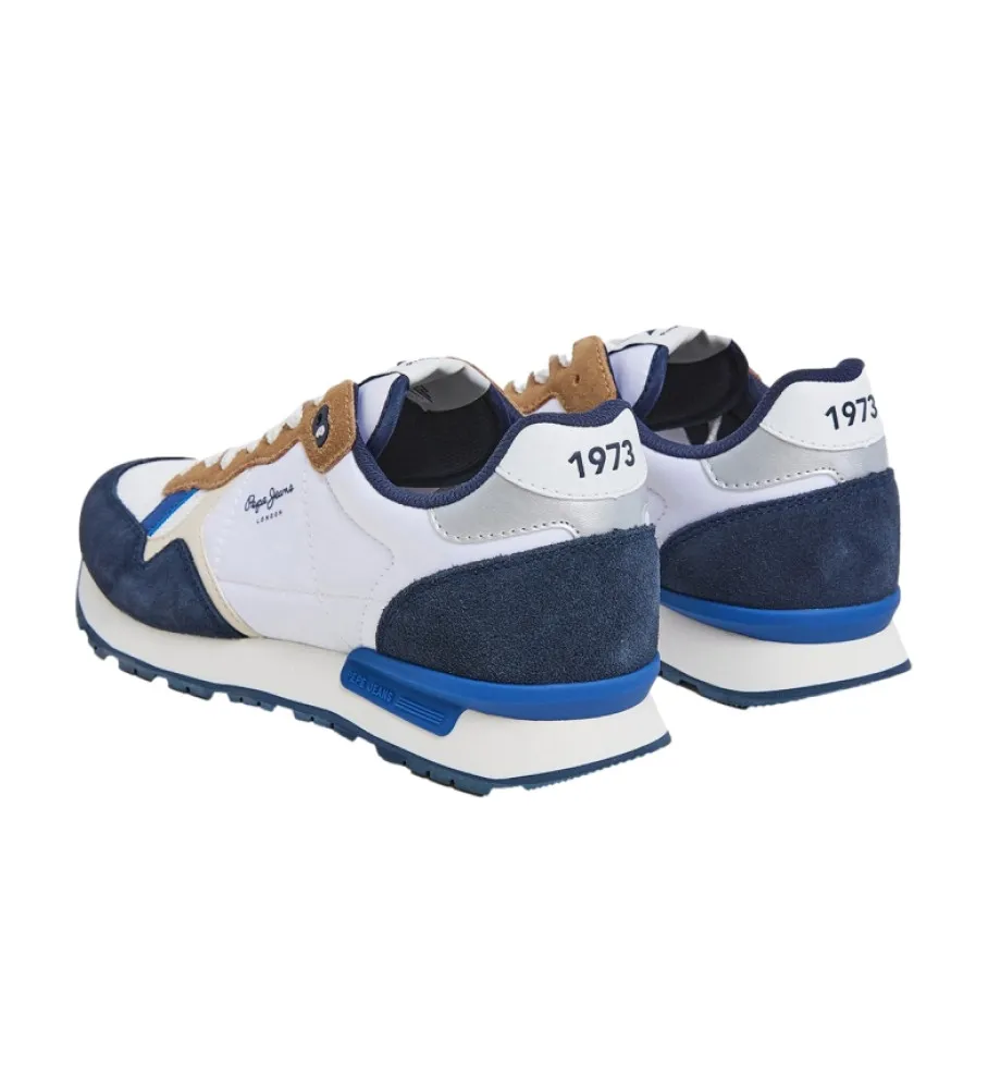 Zapatillas de Piel Brit Mix marino
