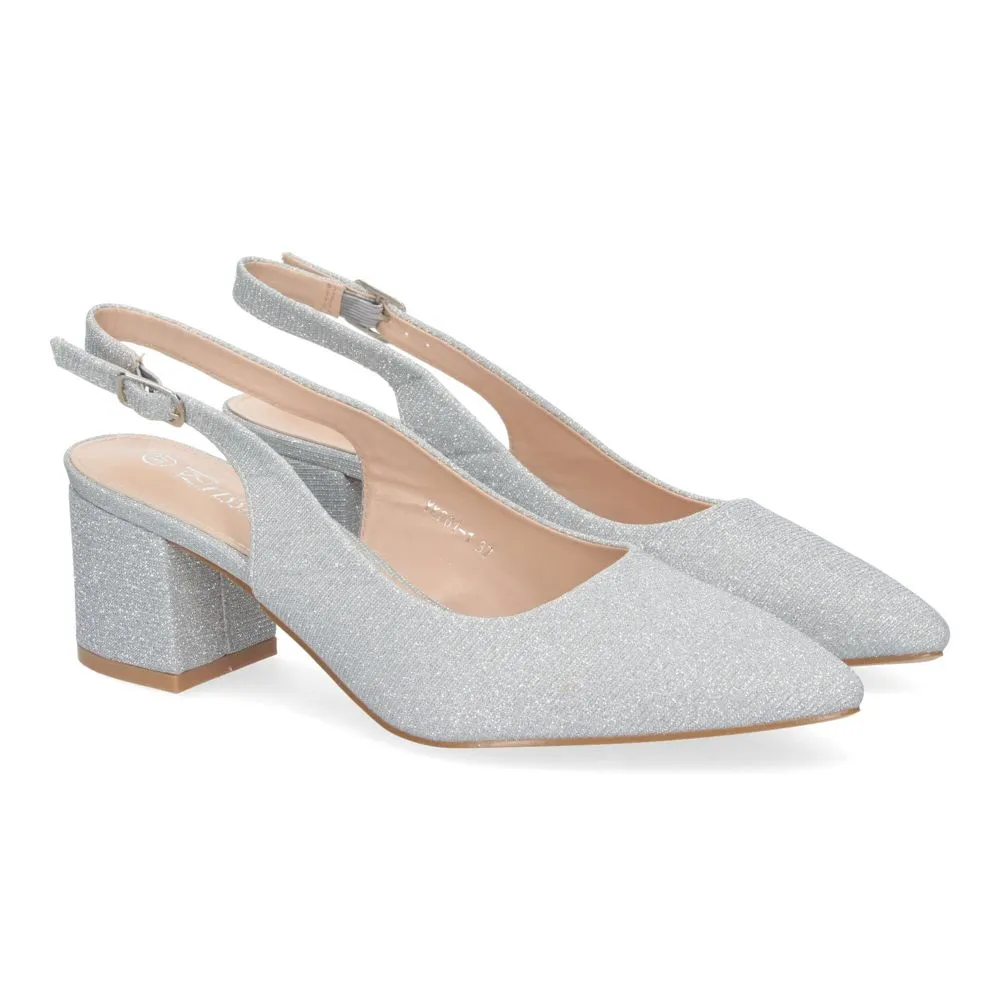 Zapato de Salón para Mujer Diseño Elegante con Tacón Abierto por el Talón Puntera Fina y Cierre de H