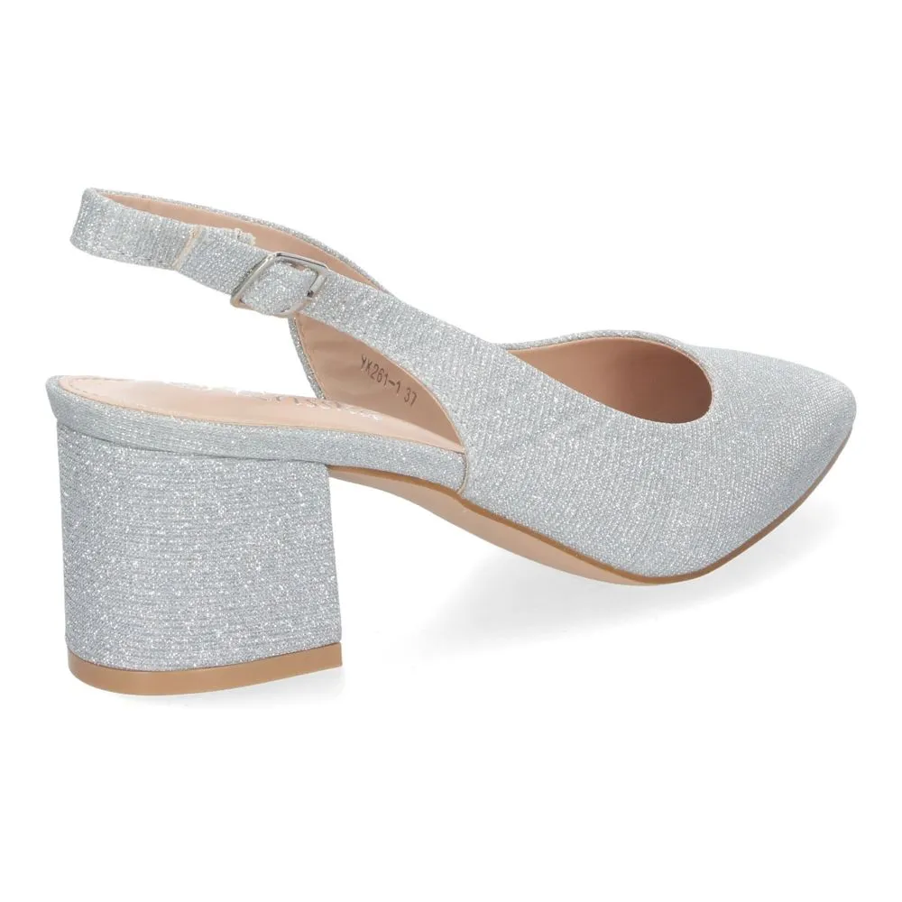 Zapato de Salón para Mujer Diseño Elegante con Tacón Abierto por el Talón Puntera Fina y Cierre de H