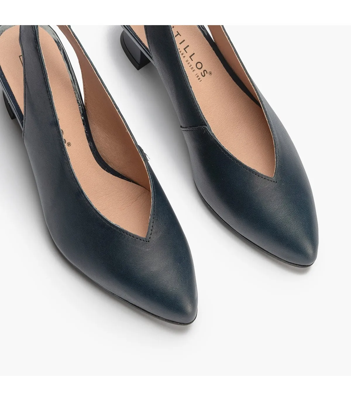Zapatos de salón de mujer destalonado con tacón embudo AZUL
