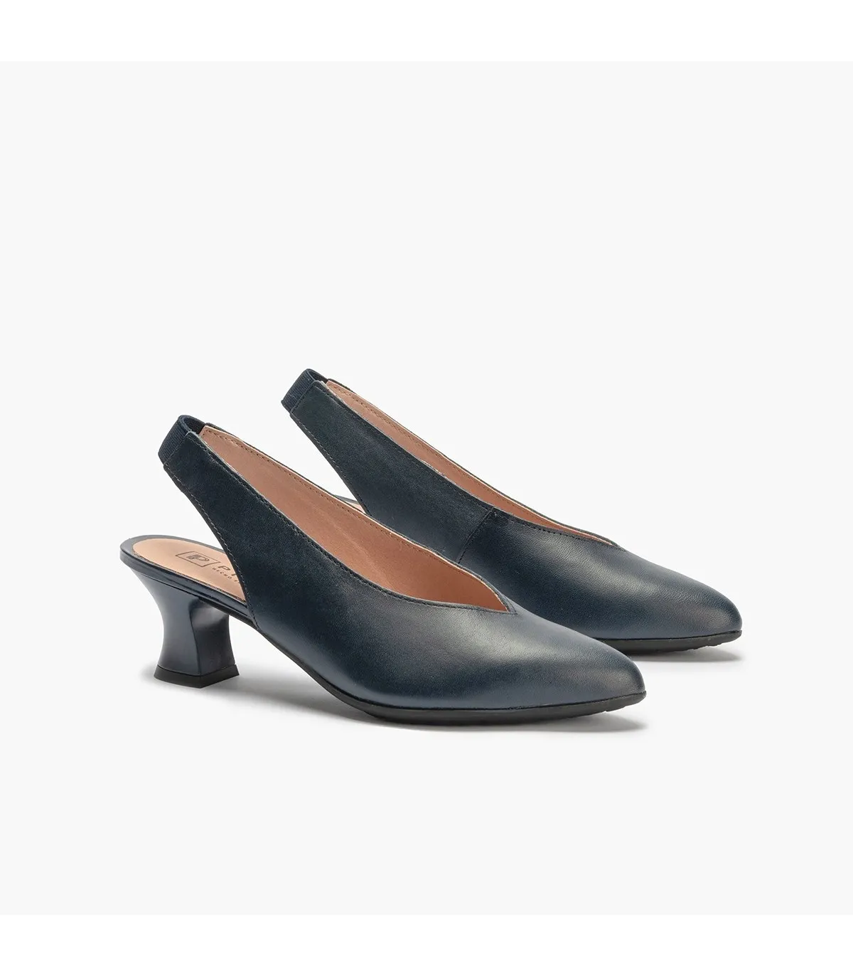 Zapatos de salón de mujer destalonado con tacón embudo AZUL