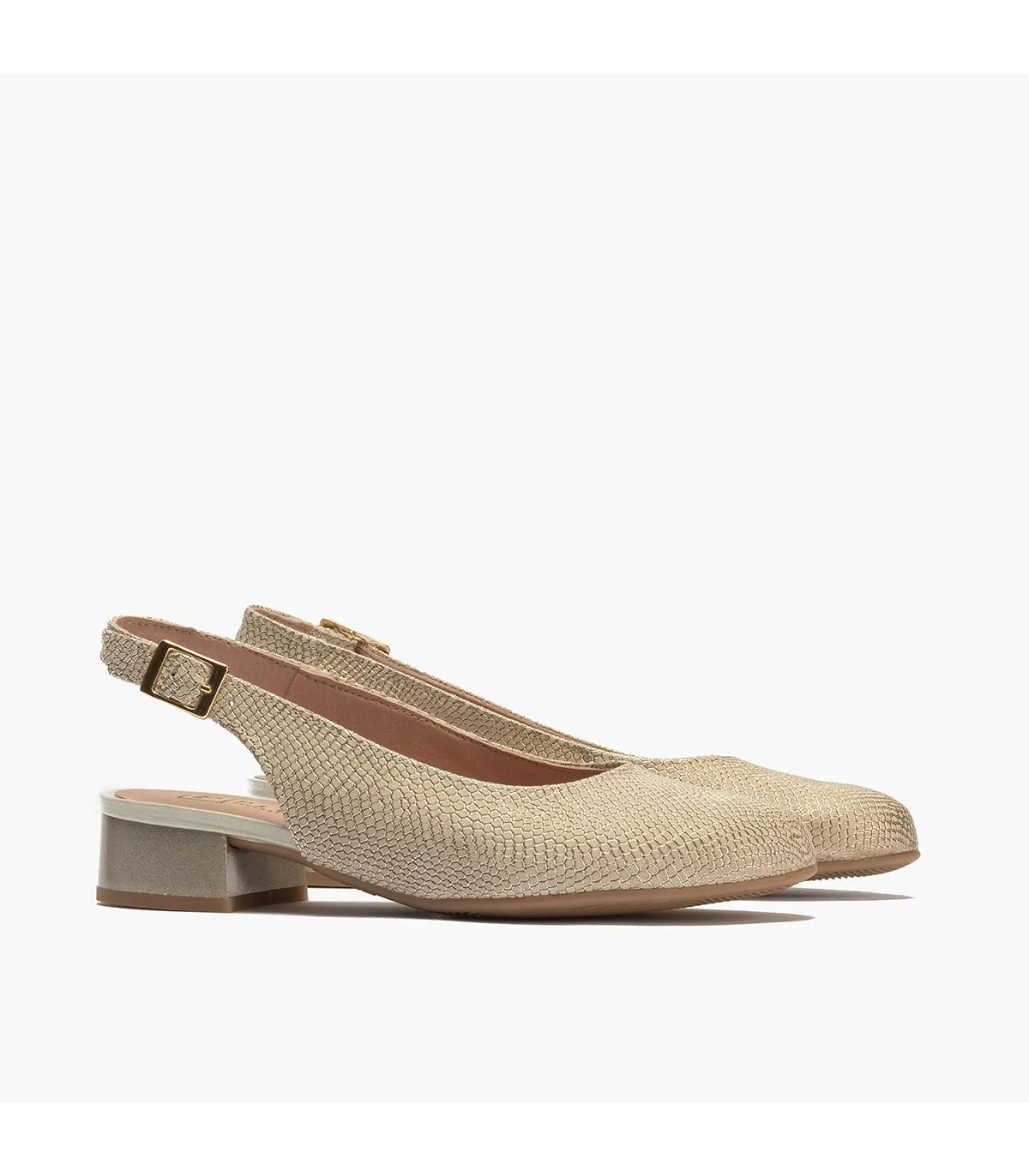 Zapatos de salón de mujer destalonado en piel tacón bajo DO