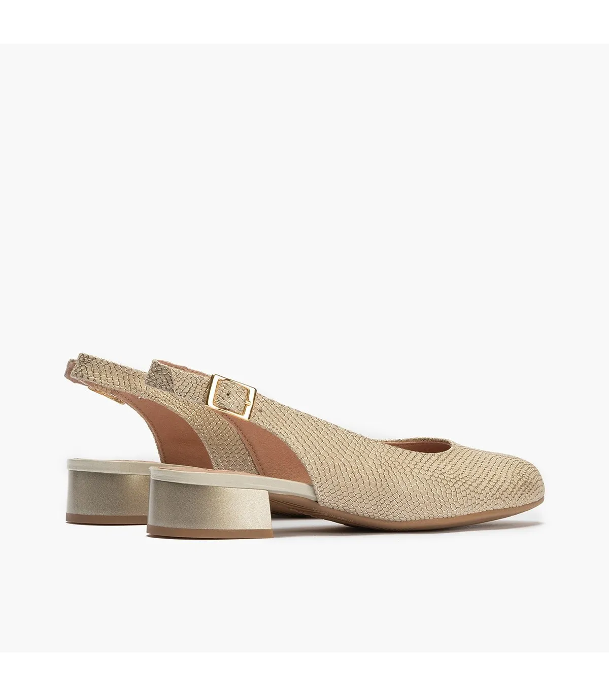 Zapatos de salón de mujer destalonado en piel tacón bajo DO