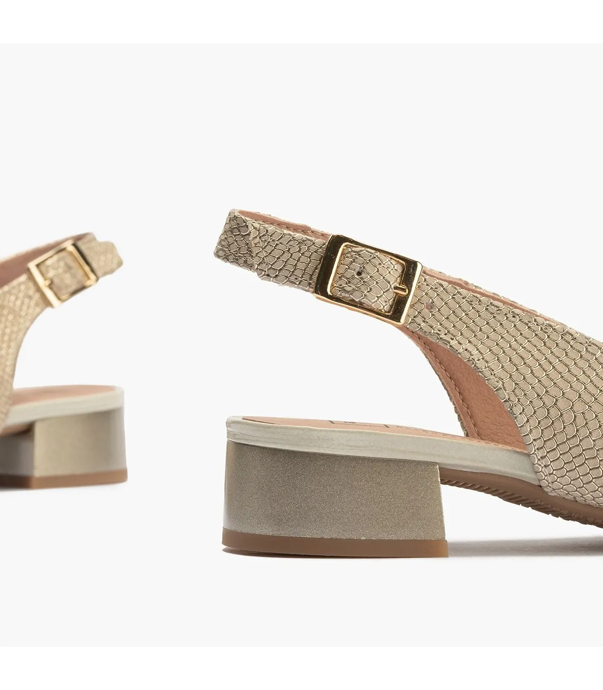 Zapatos de salón de mujer destalonado en piel tacón bajo DO