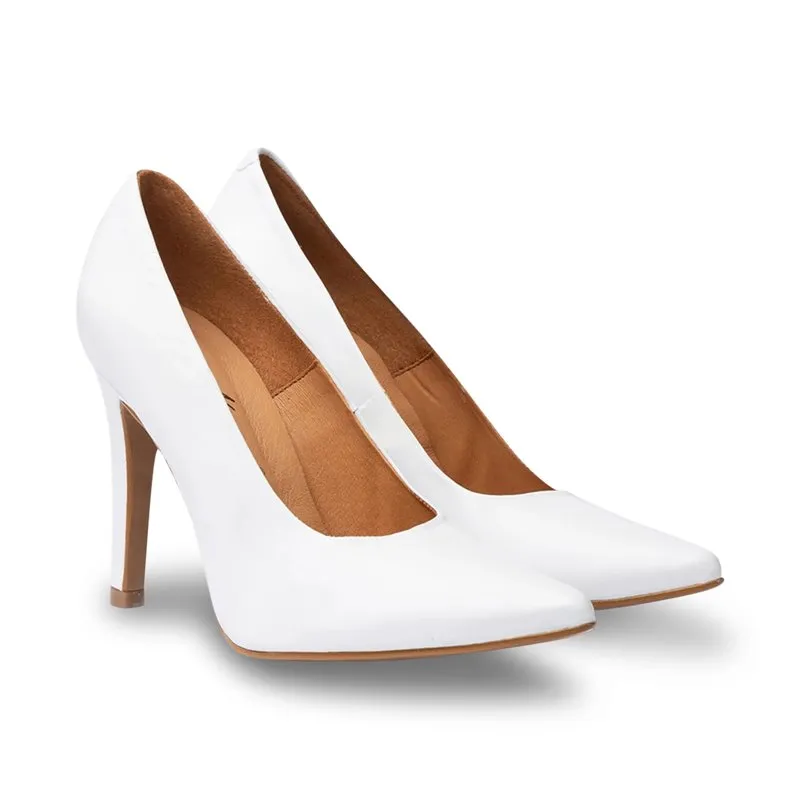 Zapatos De Salón Mujer Piel Napa Tacón Alto 1494 Blanco, de Eva Mañas