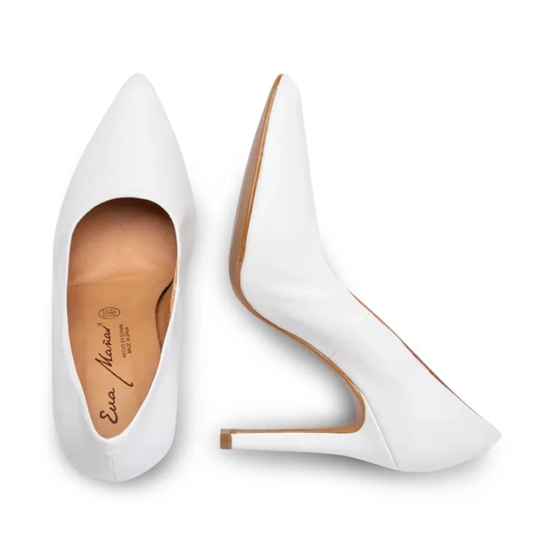 Zapatos De Salón Mujer Piel Napa Tacón Alto 1494 Blanco, de Eva Mañas