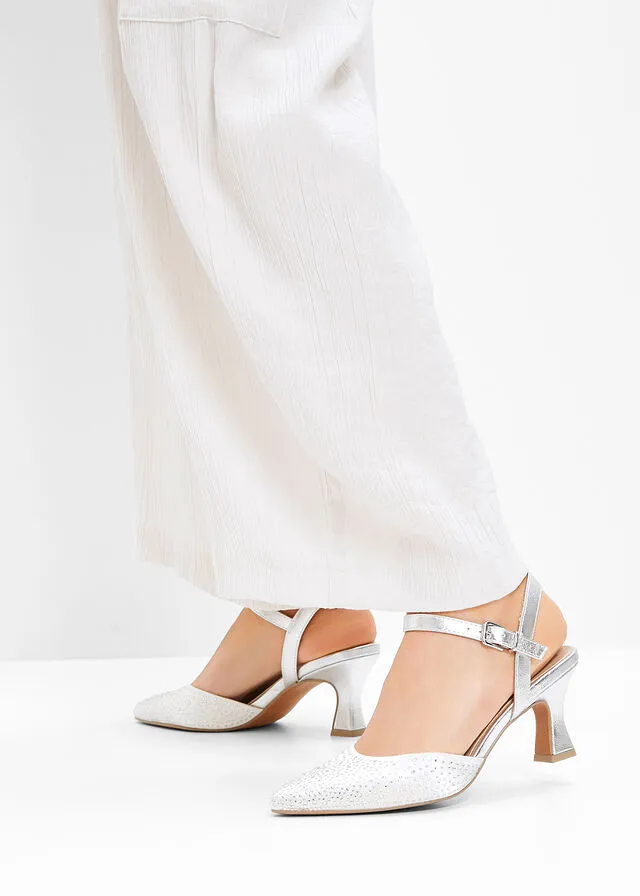 ZAPATOS DE TACóN CON CORREA PLATABLANCO