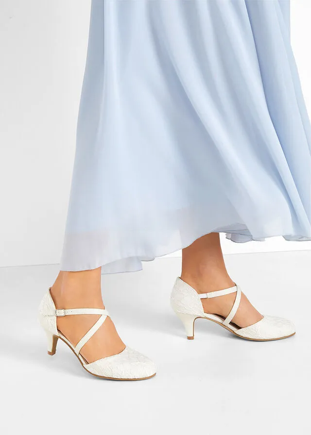 Zapatos de tacón con el talón al descubierto Blanco