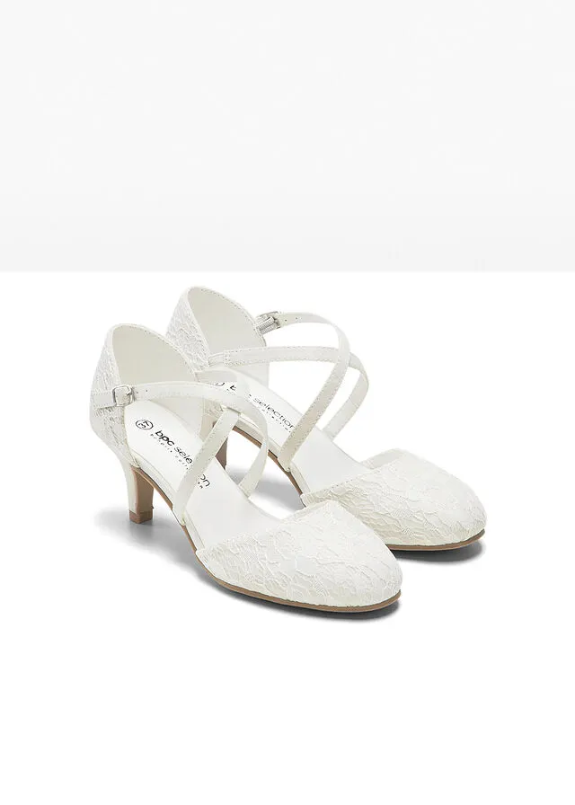 Zapatos de tacón con el talón al descubierto Blanco
