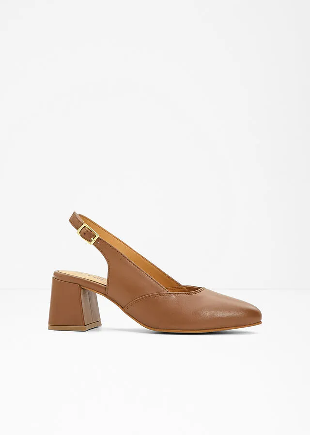Zapatos de tacón con talón abierto Marrón coñac