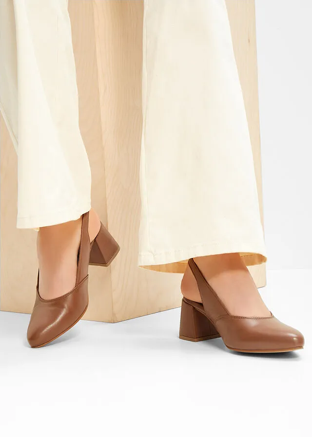 Zapatos de tacón con talón abierto Marrón coñac
