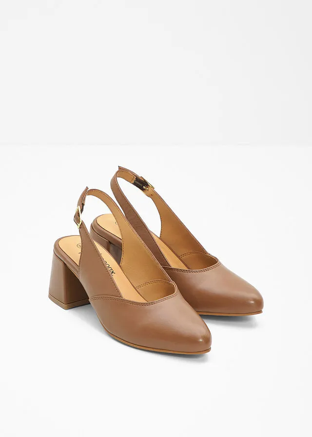 Zapatos de tacón con talón abierto Marrón coñac